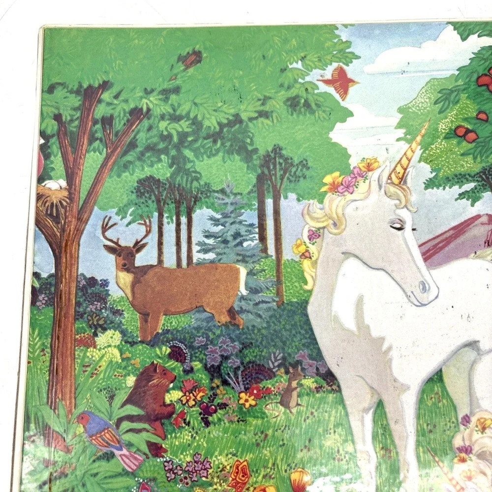 Vintage Mead 3 Ring Binder Organizer Pre Trapper Keeper Unicorns Forest Woodland
